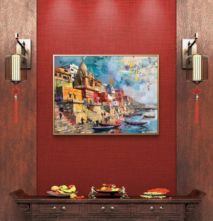 Banaras Ghat Premium Canvas Painting