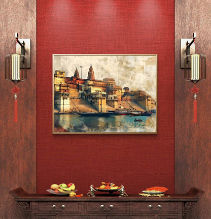 Banaras Ghat Premium Canvas Painting