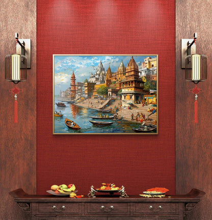 Banaras Ghat Premium Canvas Painting