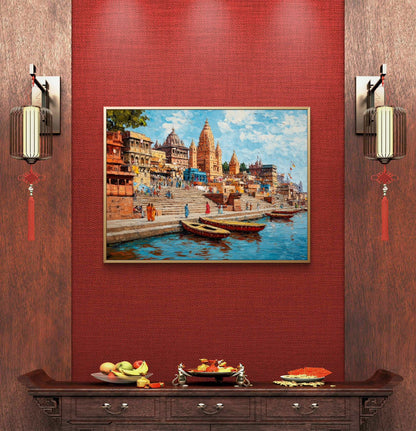 Banaras Ghat Premium Canvas Painting
