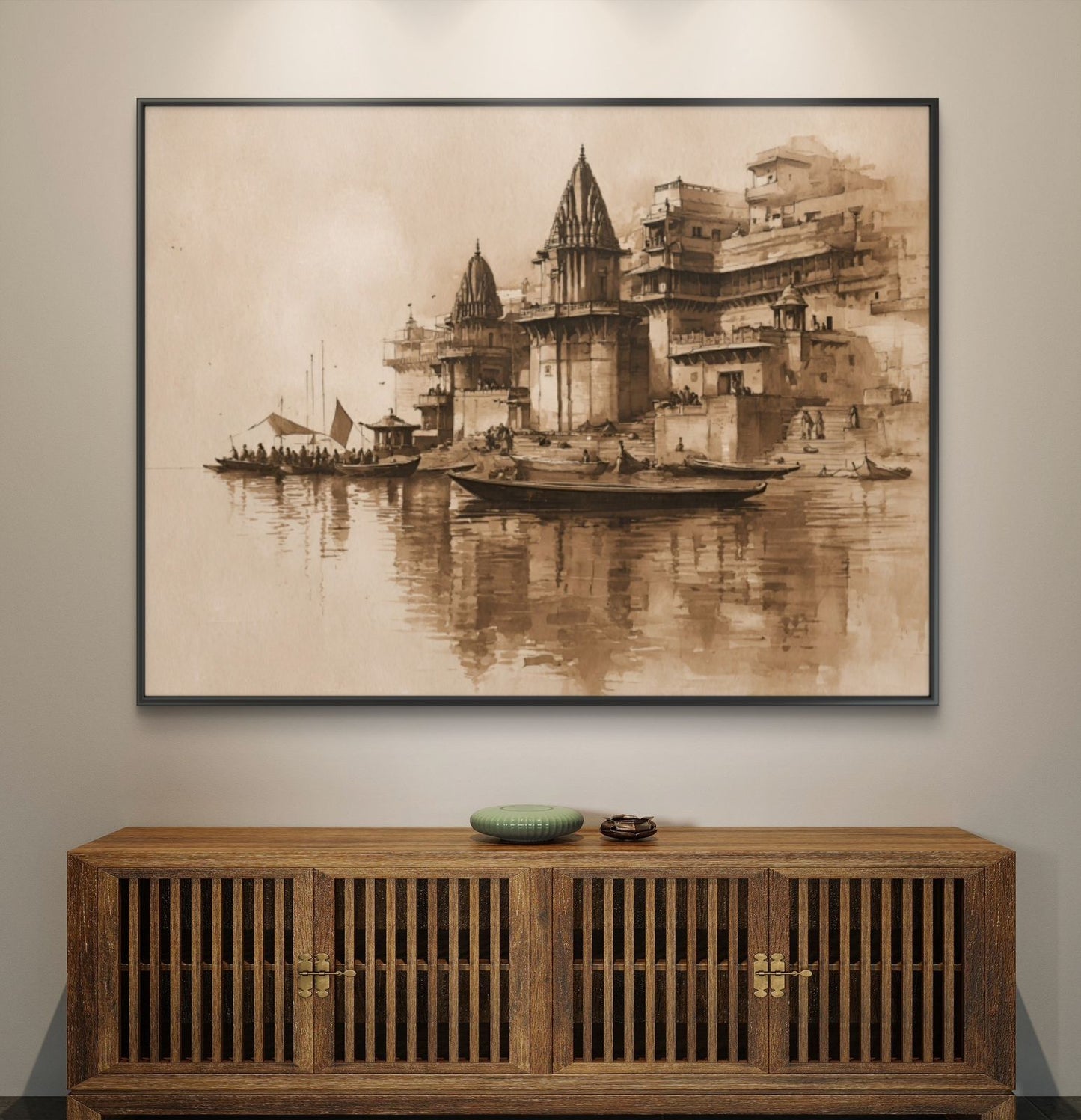 Banaras Ghat Premium Canvas Painting - Buy Online | Decor By Neon