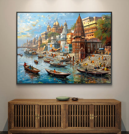 Banaras Ghat Premium Canvas Painting
