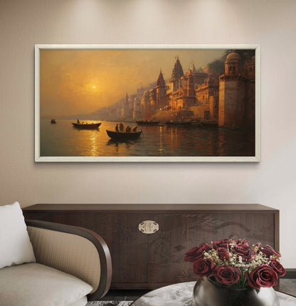 Banaras Ghat Premium Canvas Painting
