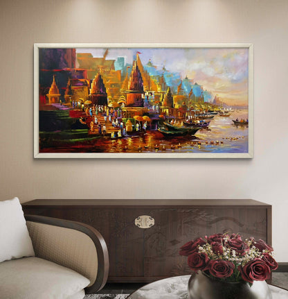 Banaras Ghat Premium Canvas Painting