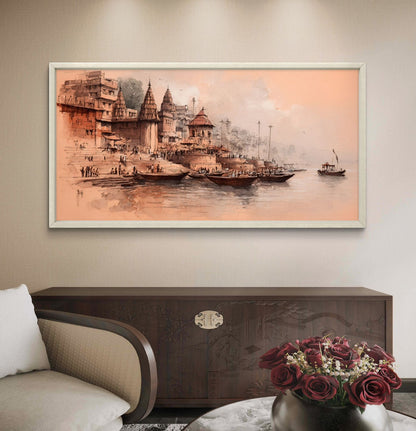Banaras Ghat Premium Canvas Painting