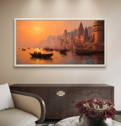 Banaras Ghat Premium Canvas Painting