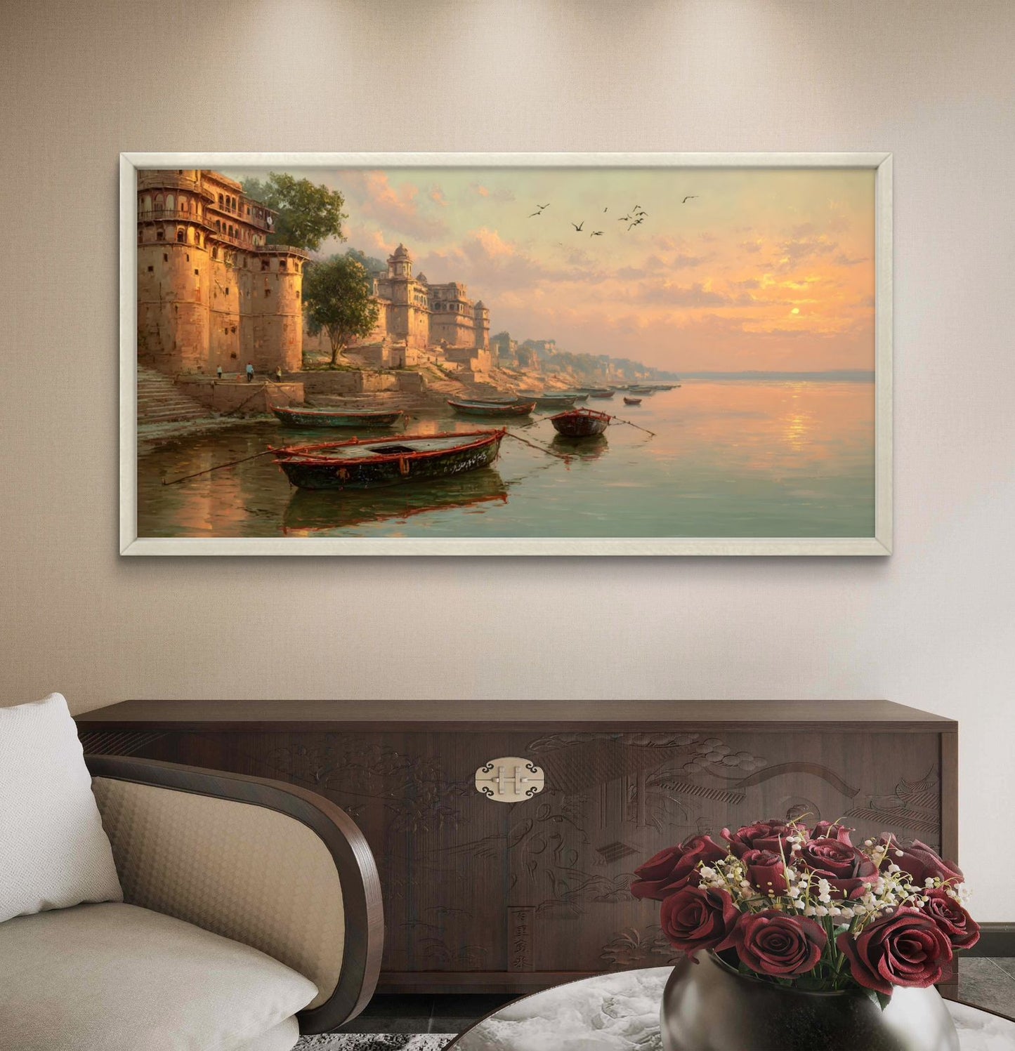 Banaras Ghat Premium Canvas Painting