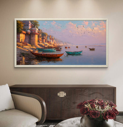 Banaras Ghat Premium Canvas Painting