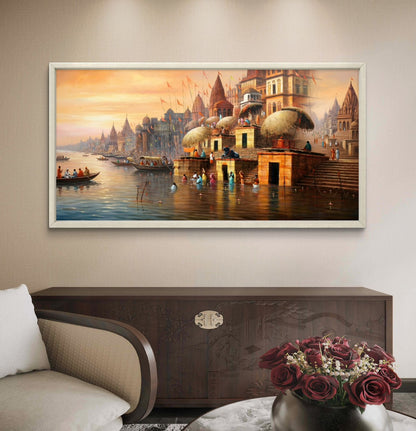 Banaras Ghat Premium Canvas Painting