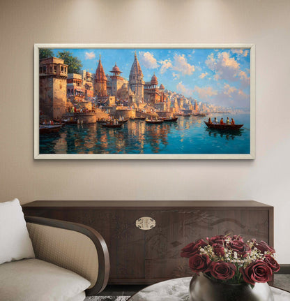 Banaras Ghat Premium Canvas Painting