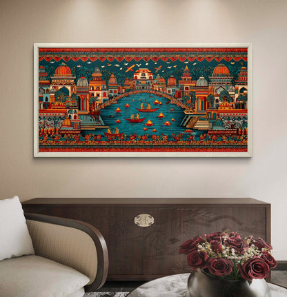 Banaras Ghat Premium Canvas Painting