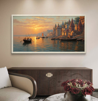 Banaras Ghat Premium Canvas Painting