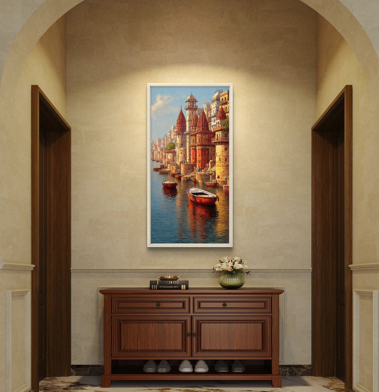 Banaras Ghat Premium Canvas Painting - Buy Online | Decor By Neon
