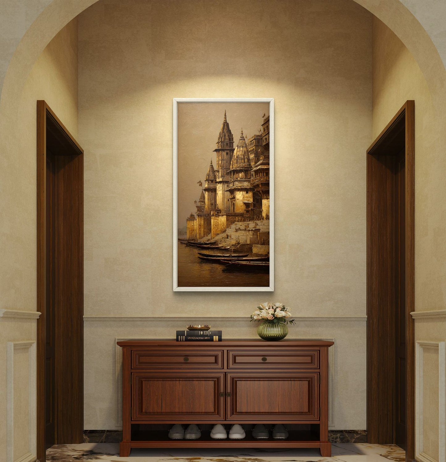 Banaras Ghat Premium Canvas Painting - Buy Online | Decor By Neon
