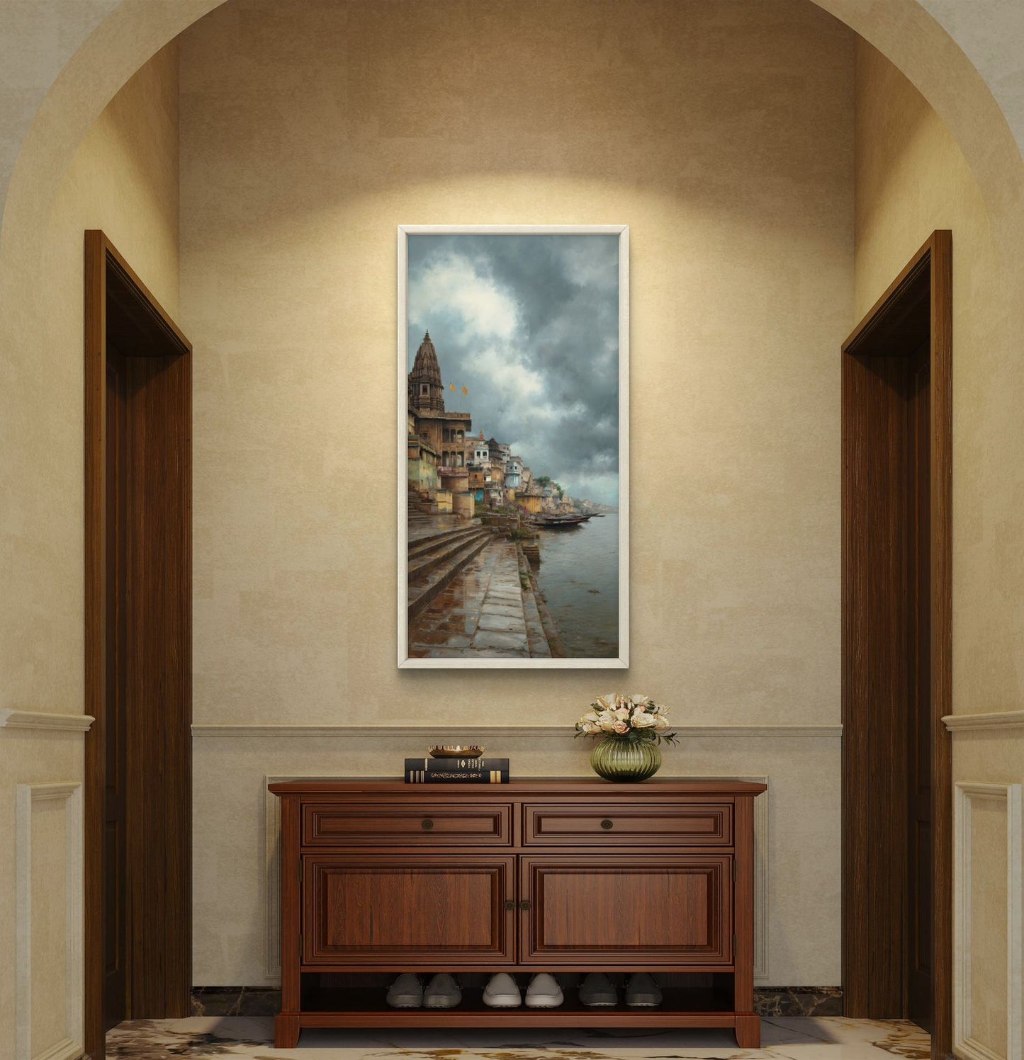 Banaras Ghat Premium Canvas Painting - Buy Online | Decor By Neon