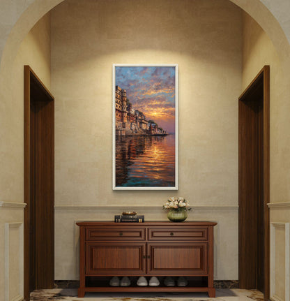 Banaras Ghat Premium Canvas Painting