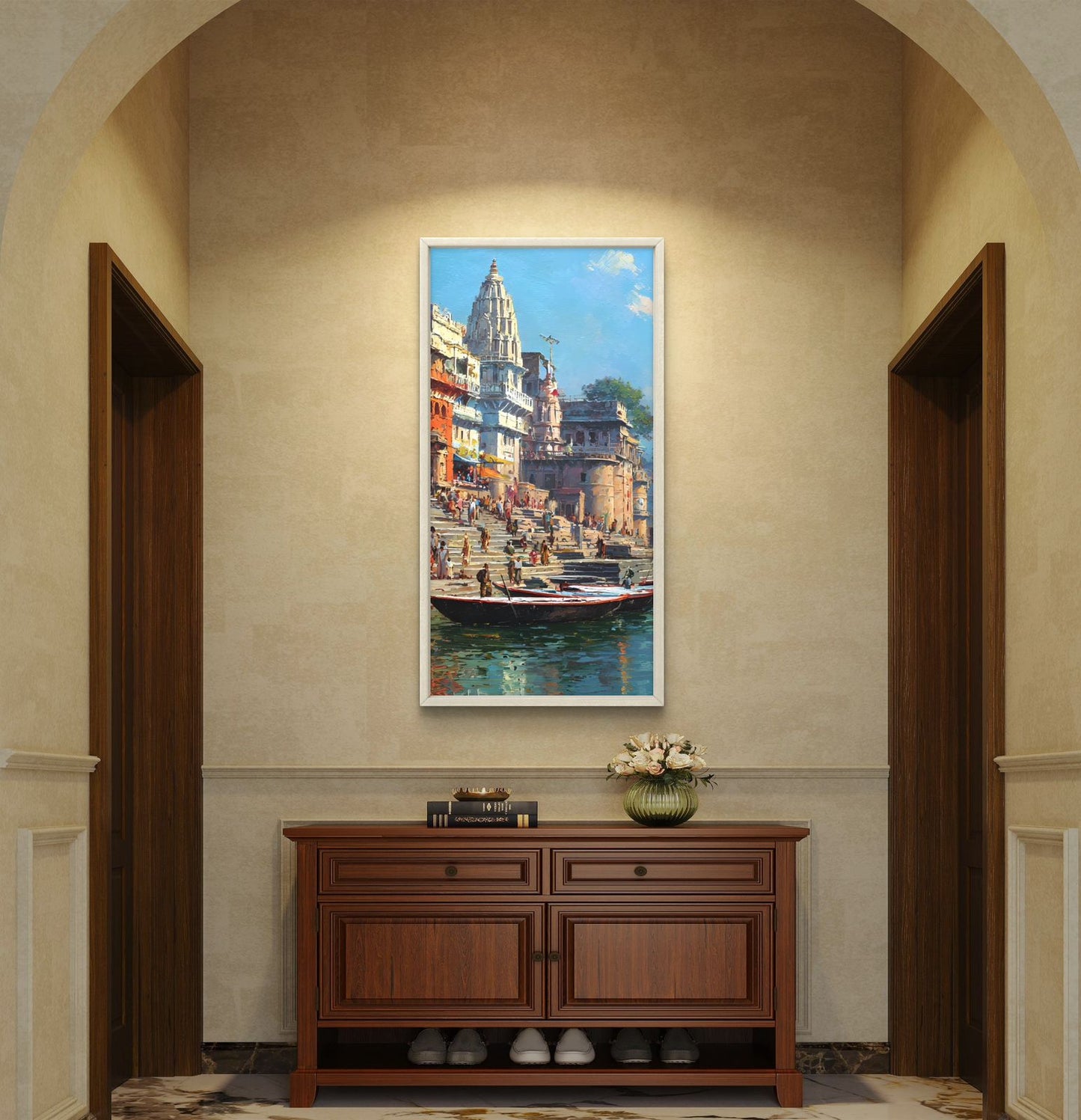 Banaras Ghat Premium Canvas Painting - Buy Online | Decor By Neon