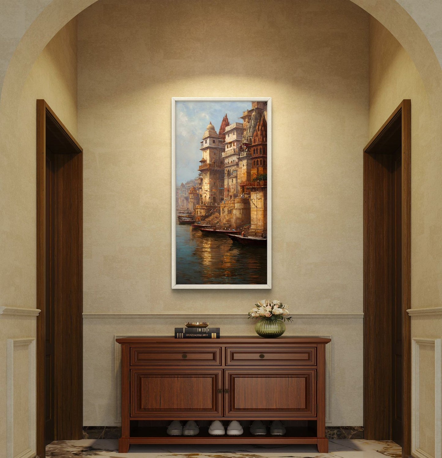 Banaras Ghat Premium Canvas Painting - Buy Online | Decor By Neon