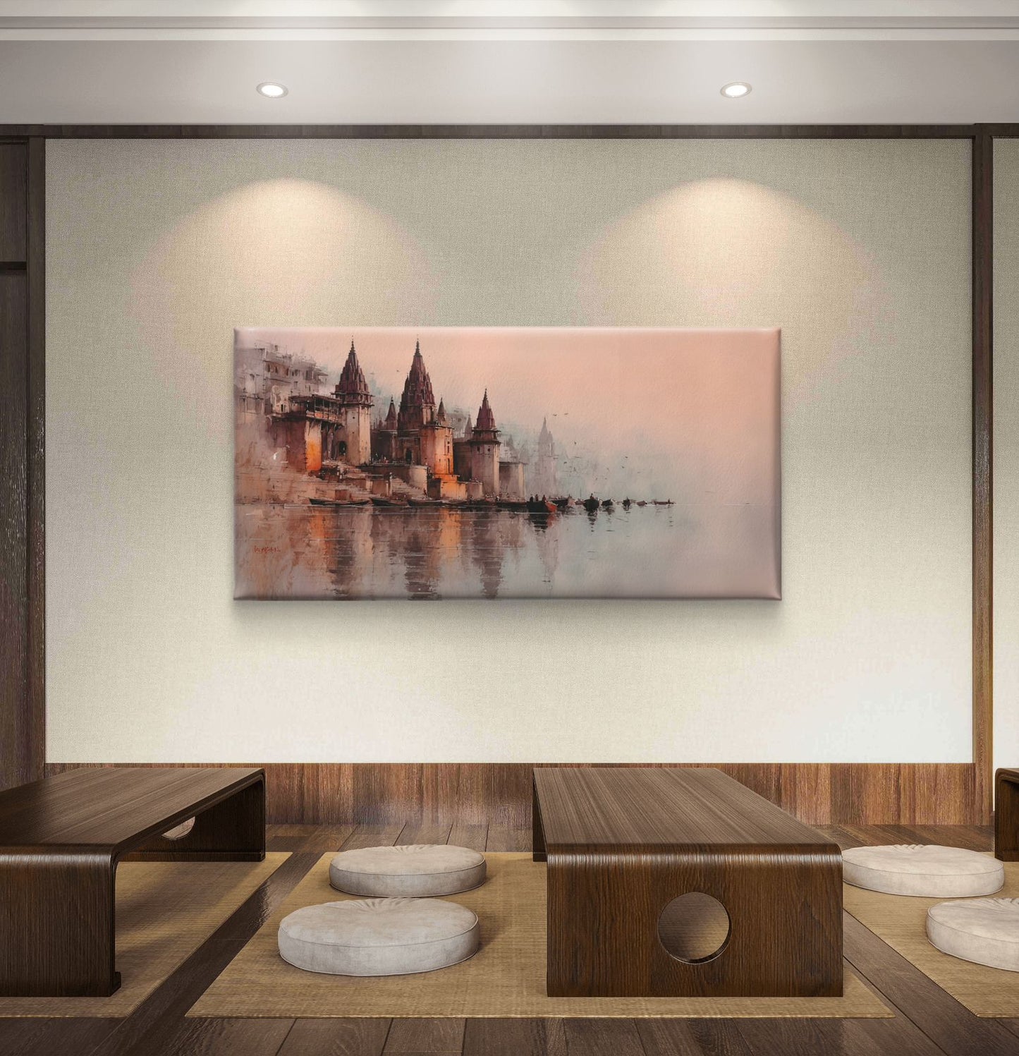 Banaras Ghat Premium Canvas Painting - Buy Online | Decor By Neon
