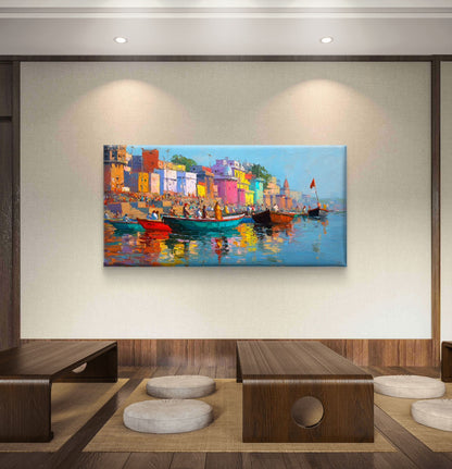 Banaras Ghat Premium Canvas Painting