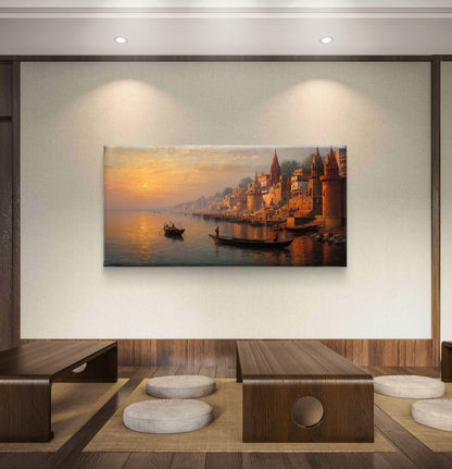 Banaras Ghat Premium Canvas Painting