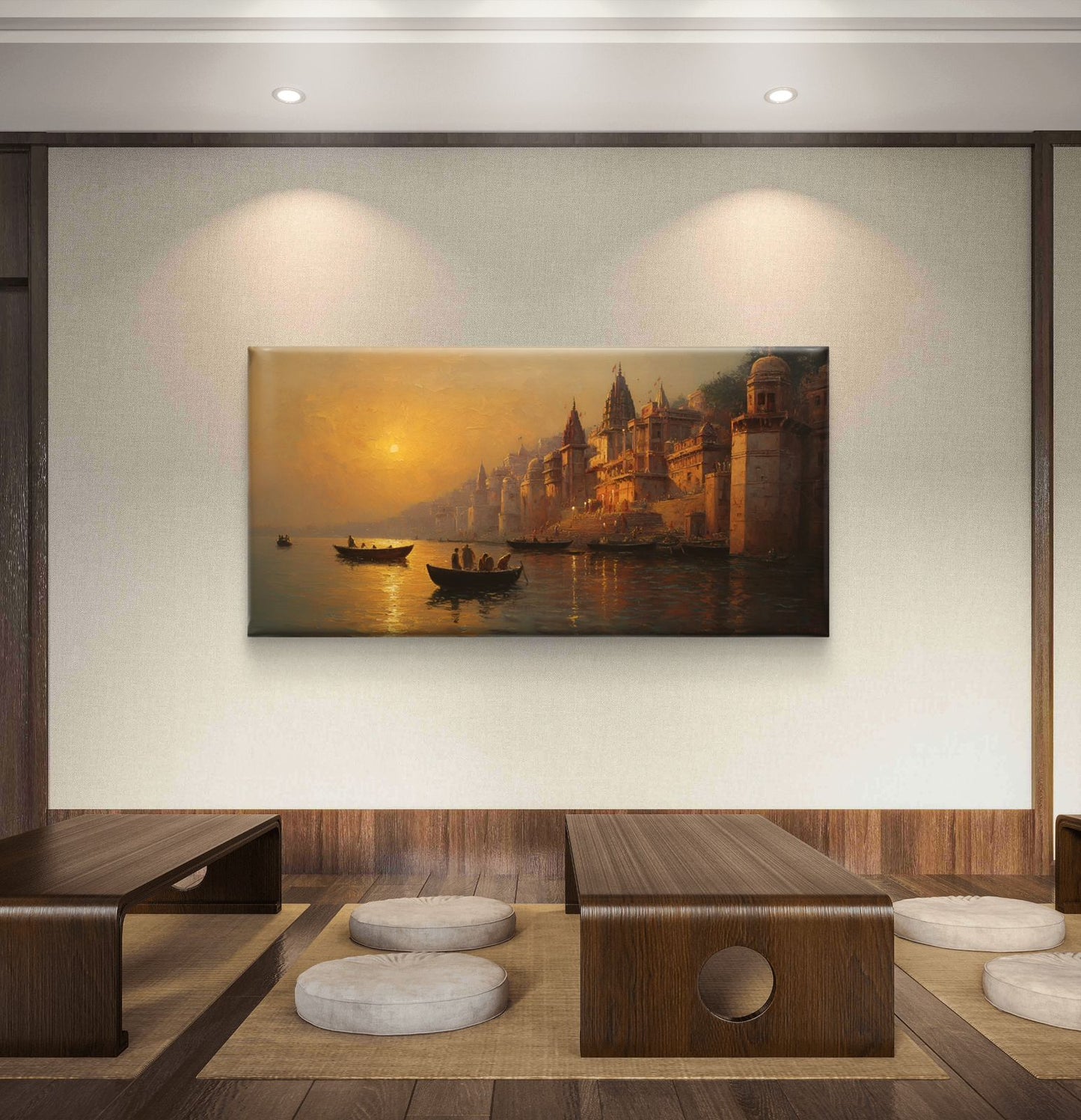 Banaras Ghat Premium Canvas Painting - Buy Online | Decor By Neon