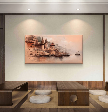Banaras Ghat Premium Canvas Painting