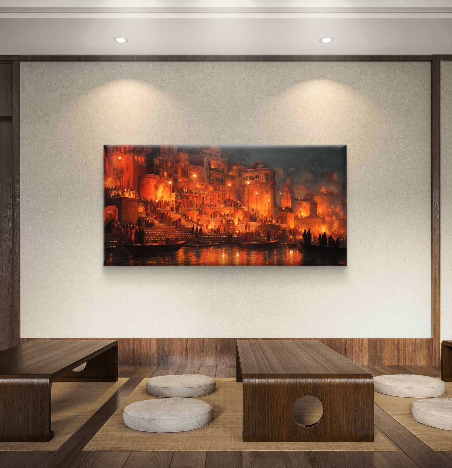 Banaras Ghat Premium Canvas Painting - Buy Online | Decor By Neon