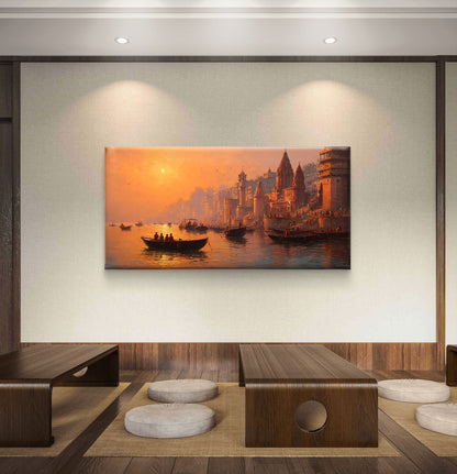 Banaras Ghat Premium Canvas Painting