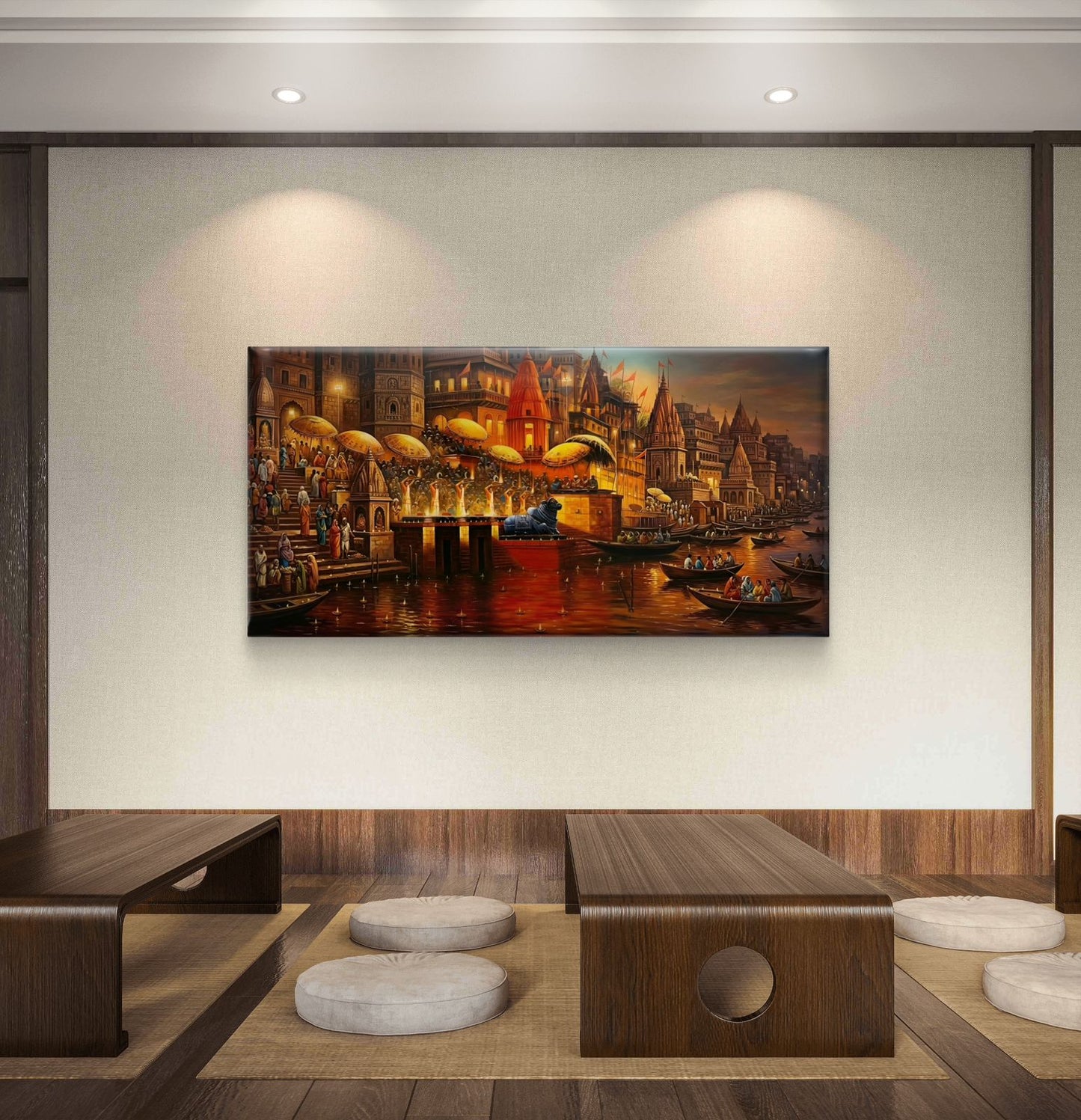 Banaras Ghat Premium Canvas Painting - Buy Online | Decor By Neon