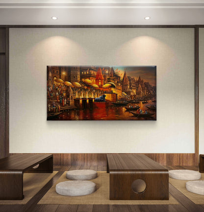 Banaras Ghat Premium Canvas Painting