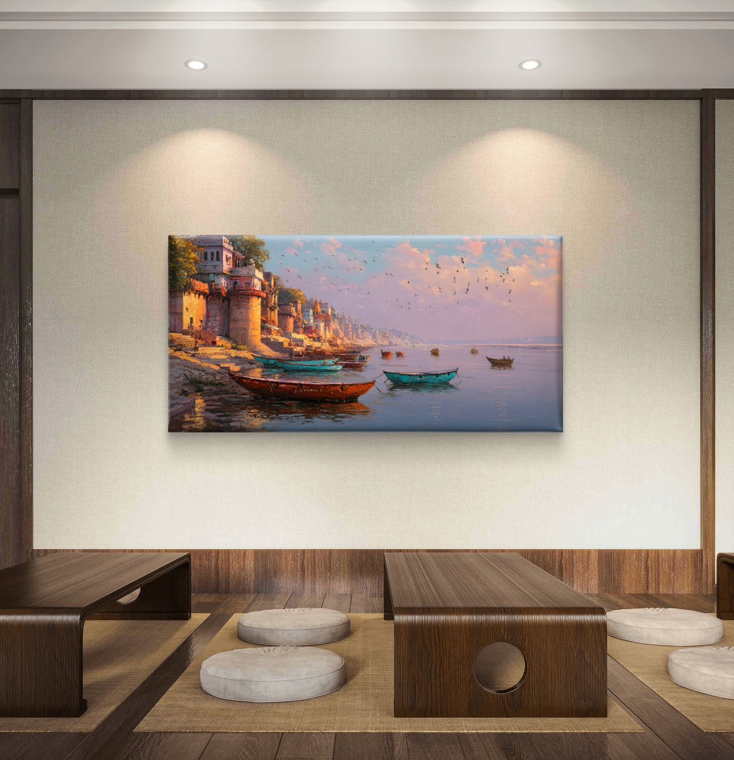 Banaras Ghat Premium Canvas Painting - Buy Online | Decor By Neon