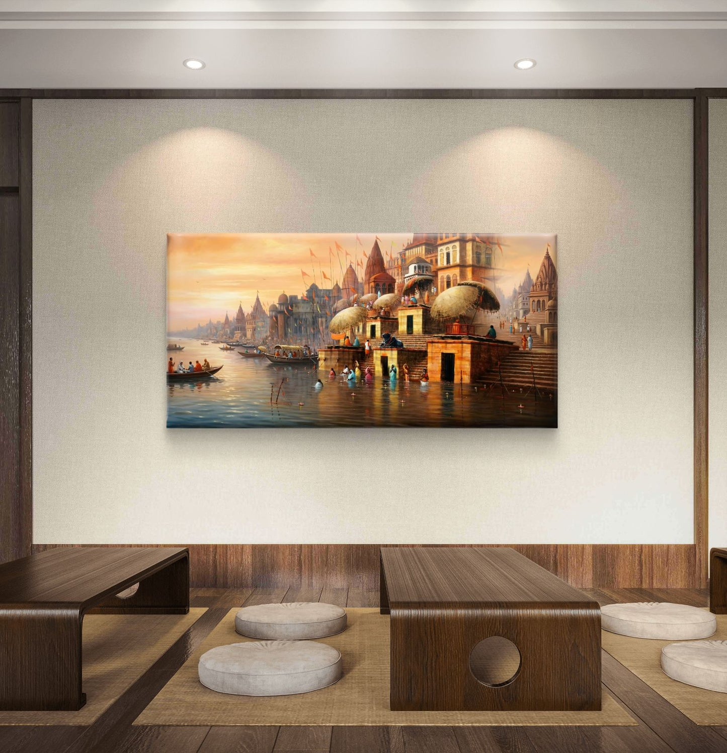 Banaras Ghat Premium Canvas Painting - Buy Online | Decor By Neon