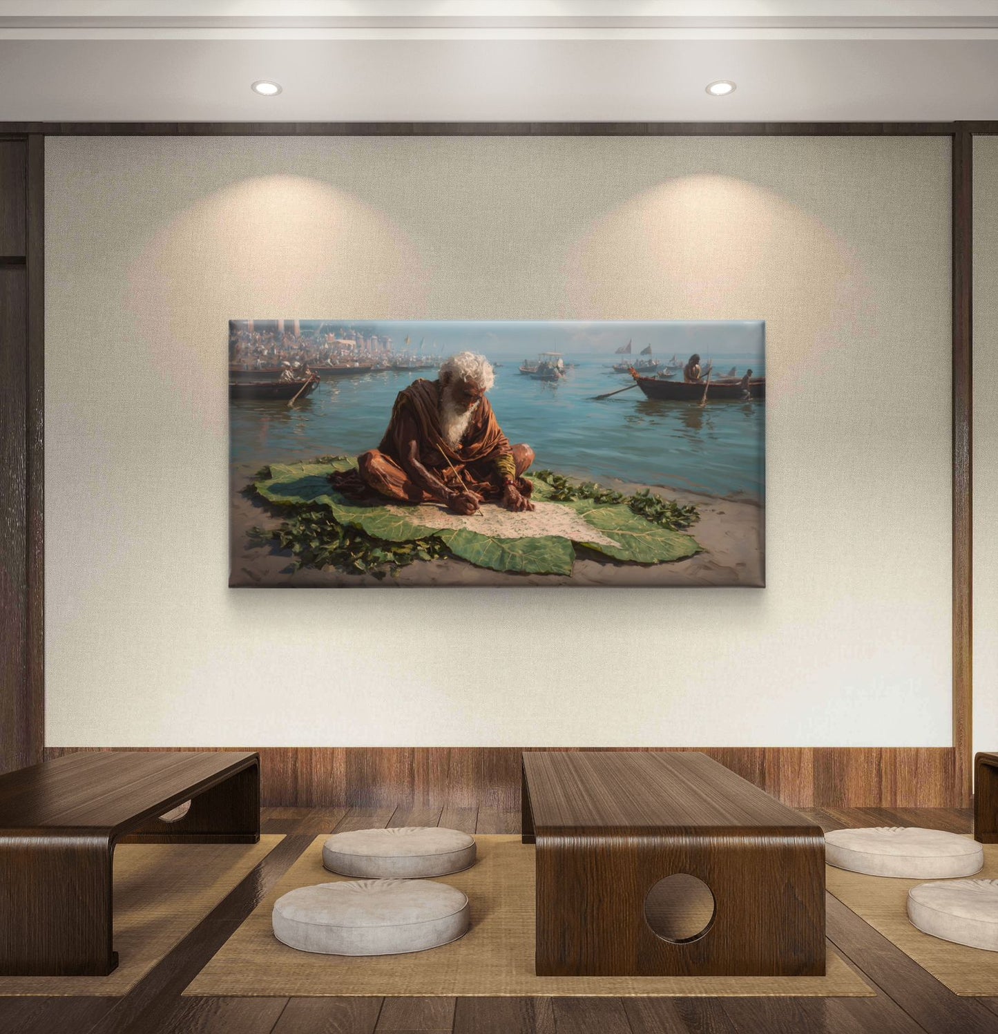 Banaras Ghat Premium Canvas Painting - Buy Online | Decor By Neon