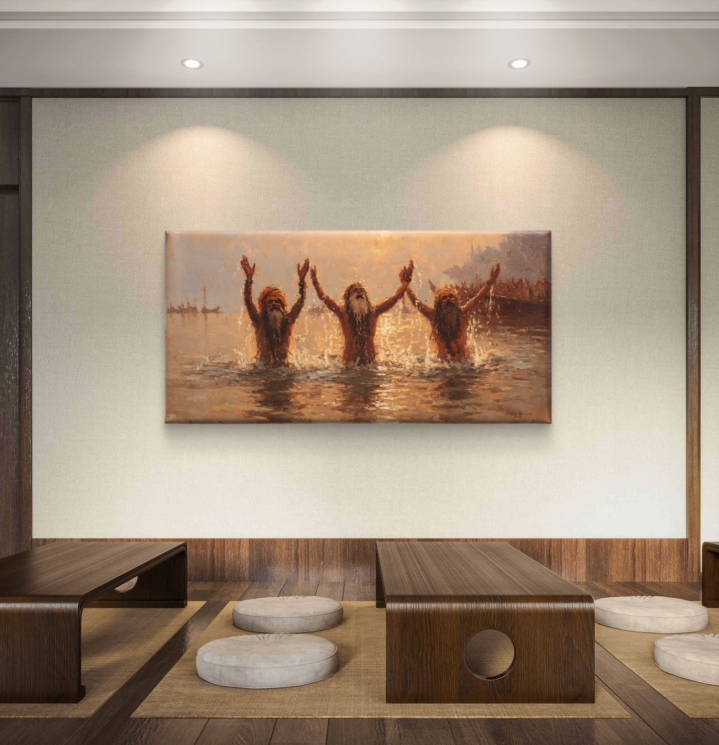 Banaras Ghat Premium Canvas Painting - Buy Online | Decor By Neon