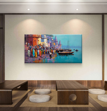 Banaras Ghat Premium Canvas Painting