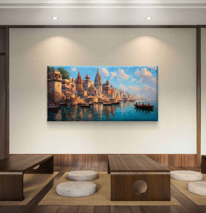 Banaras Ghat Premium Canvas Painting