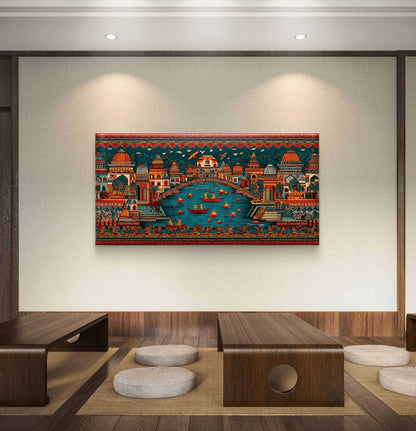 Banaras Ghat Premium Canvas Painting