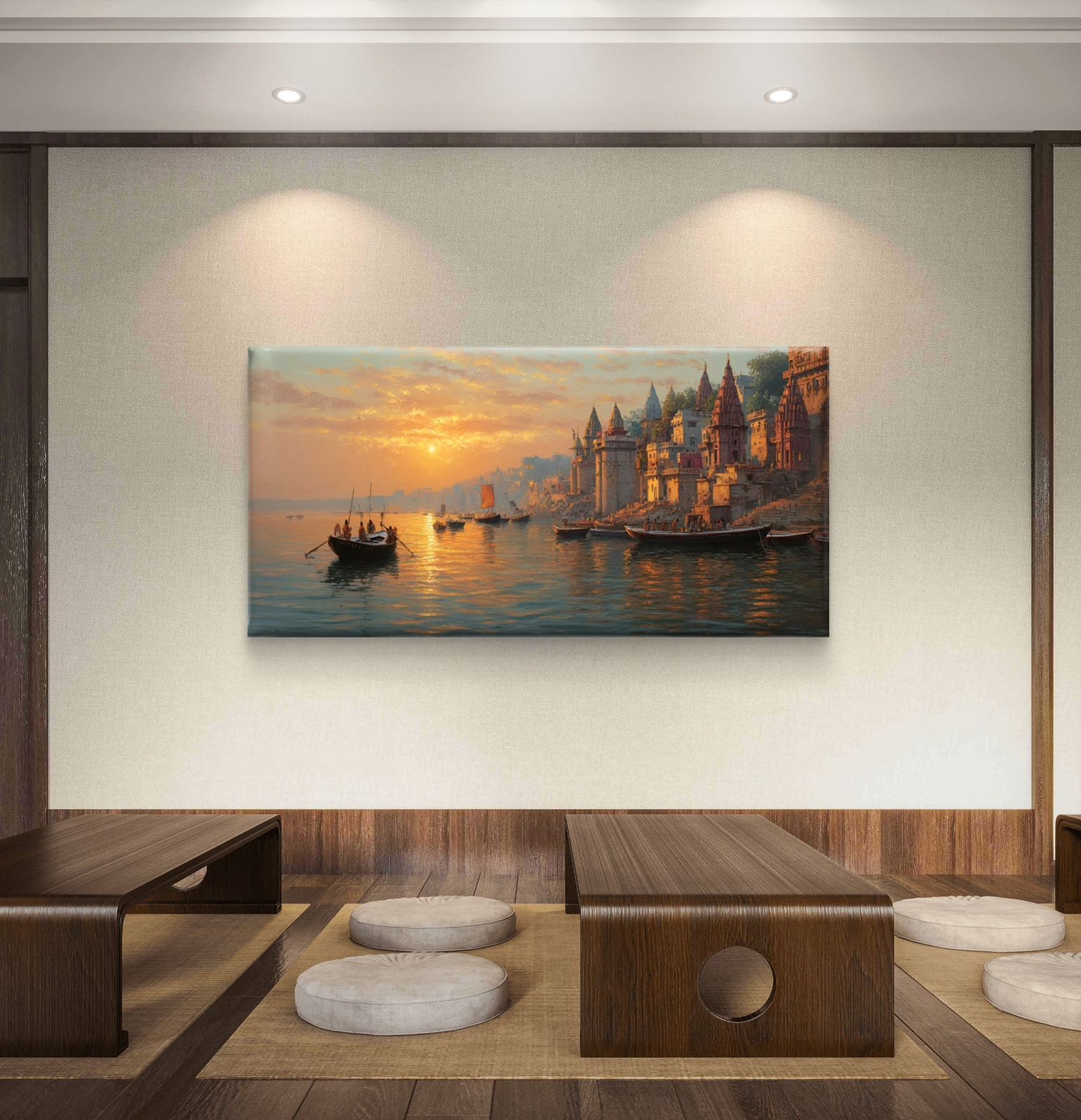 Banaras Ghat Premium Canvas Painting - Buy Online | Decor By Neon