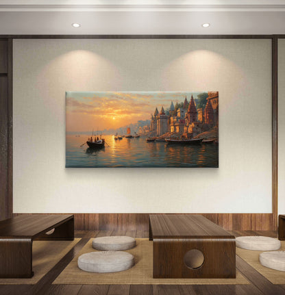 Banaras Ghat Premium Canvas Painting
