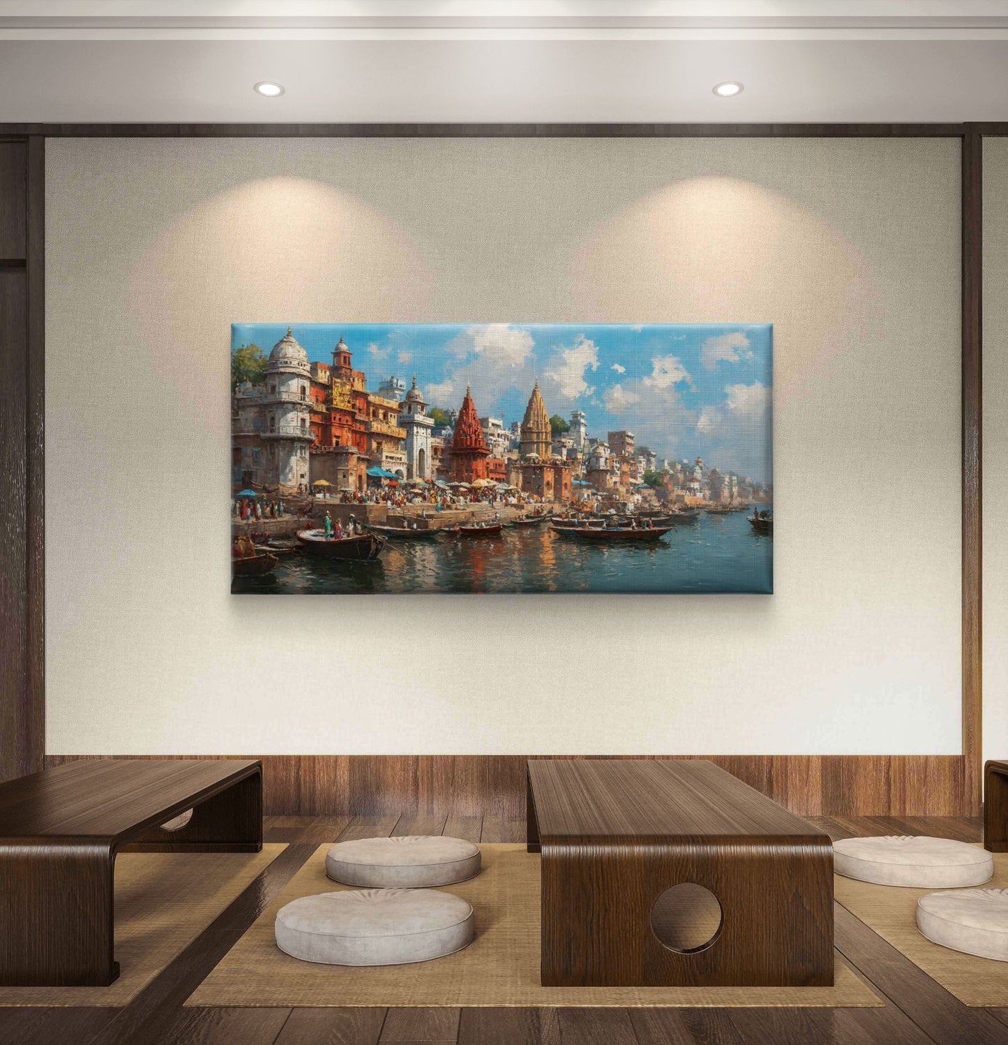 Banaras Ghat Premium Canvas Painting - Buy Online | Decor By Neon
