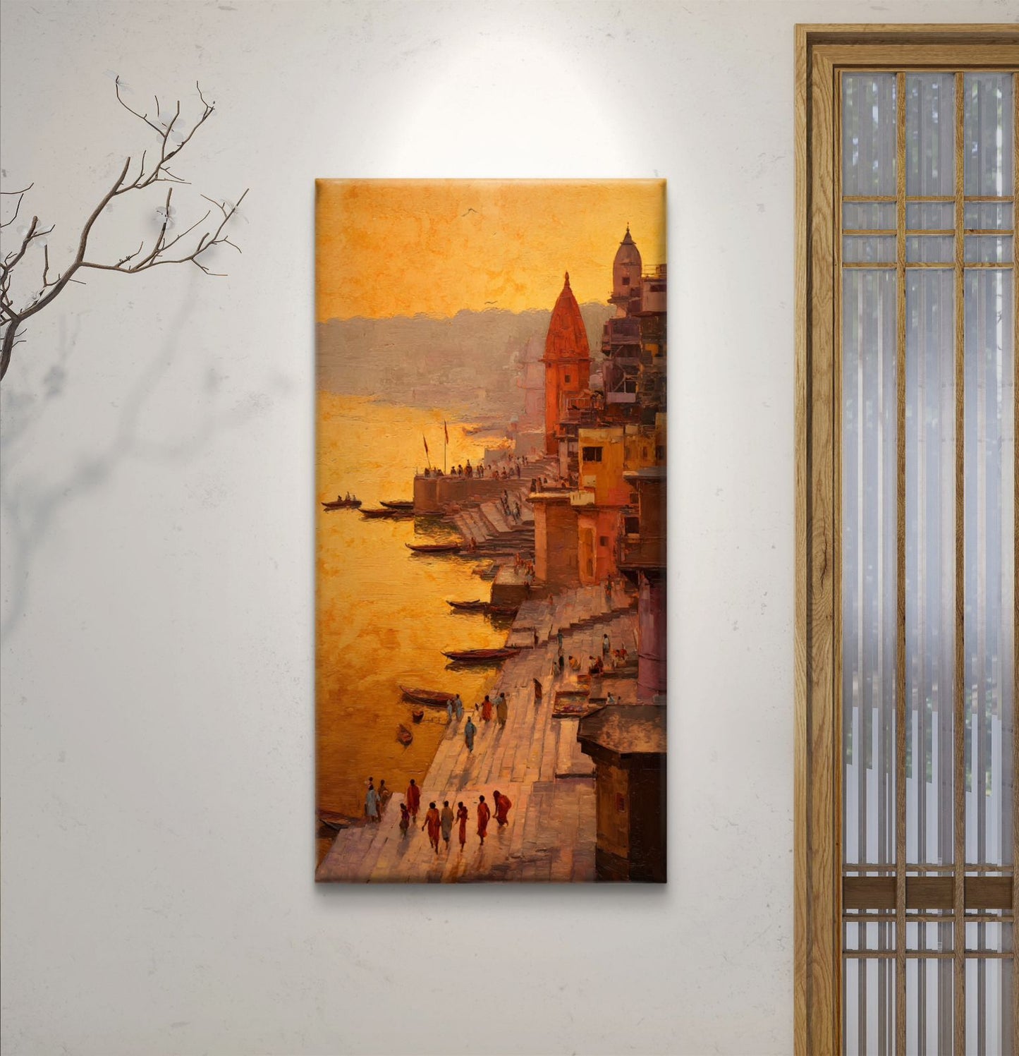 Banaras Ghat Premium Canvas Painting - Buy Online | Decor By Neon
