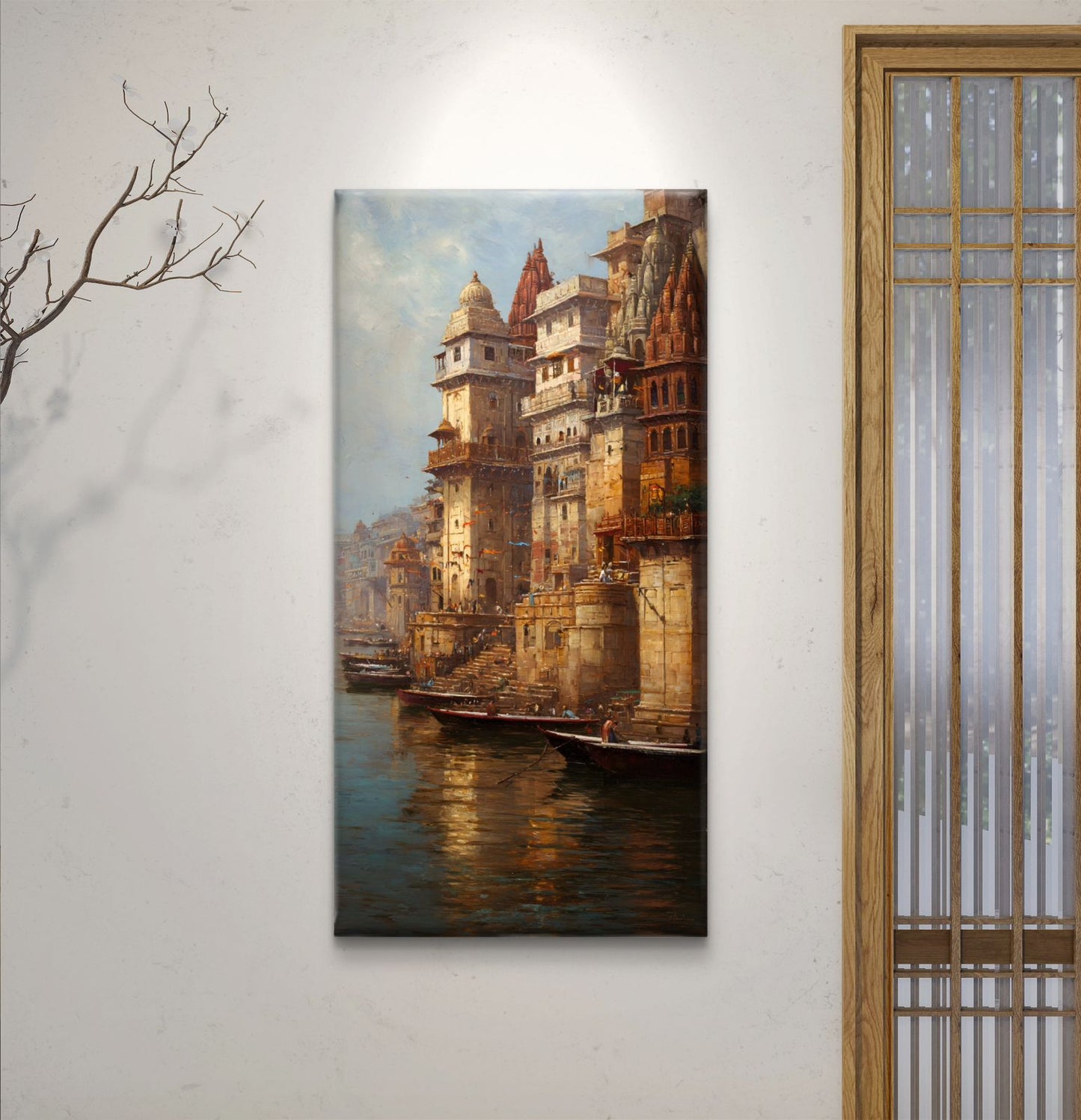 Banaras Ghat Premium Canvas Painting - Buy Online | Decor By Neon