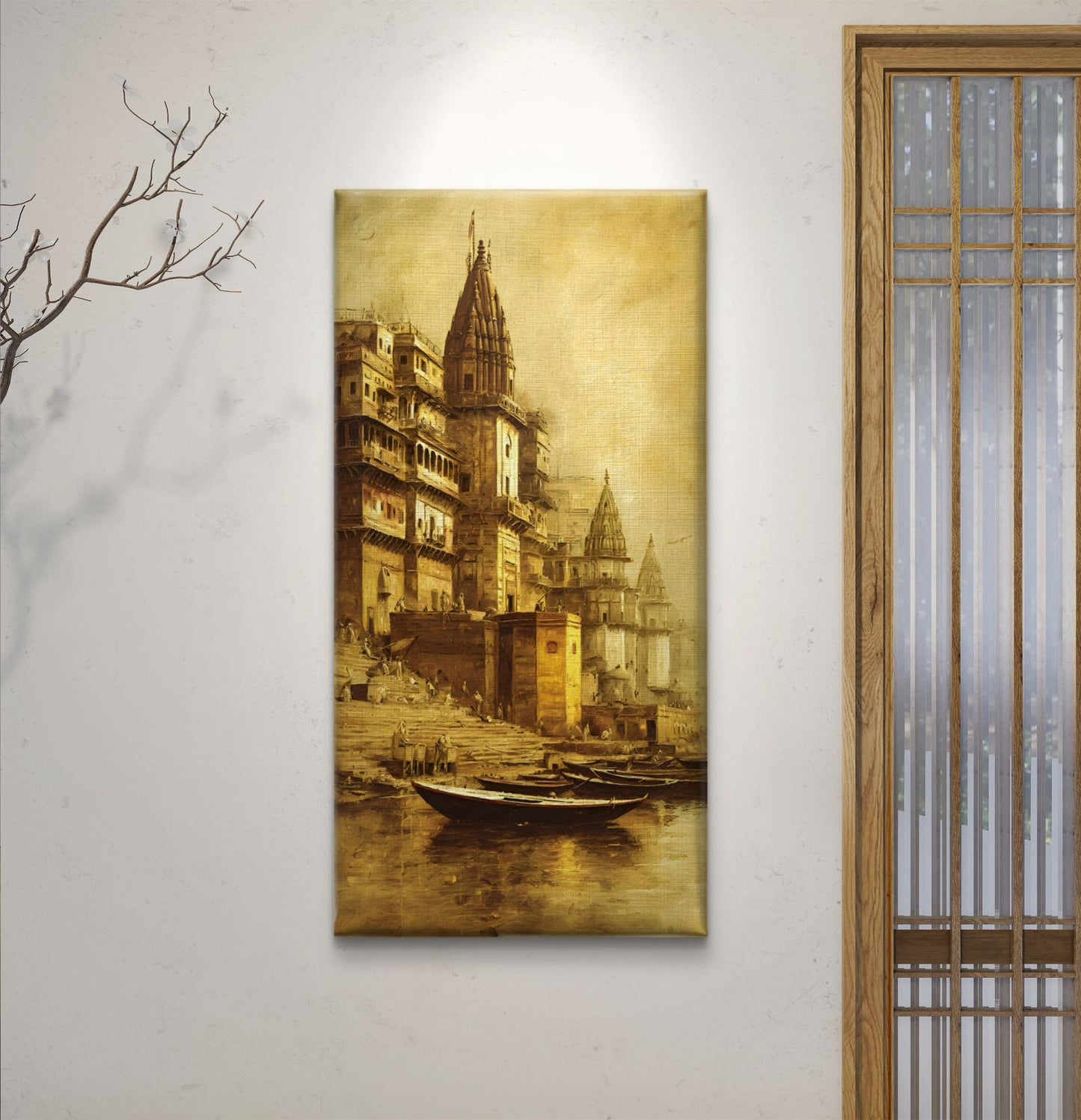 Banaras Ghat Premium Canvas Painting - Buy Online | Decor By Neon