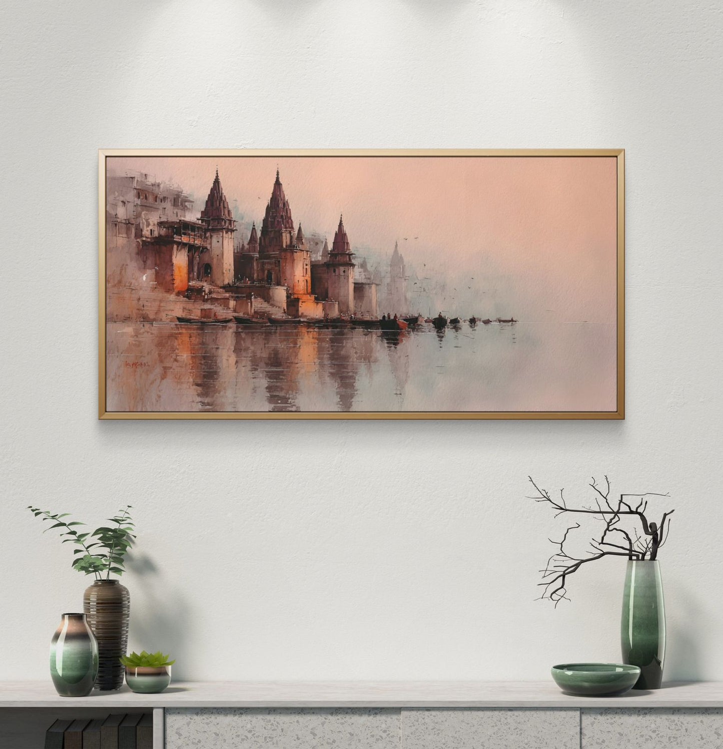 Banaras Ghat Premium Canvas Painting - Buy Online | Decor By Neon