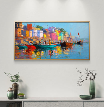 Banaras Ghat Premium Canvas Painting