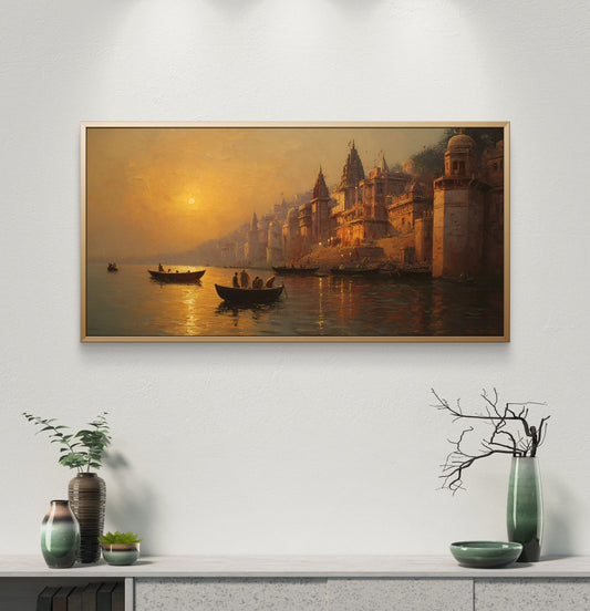 Banaras Ghat Premium Canvas Painting - Premium Wall Art | Decor By Neon