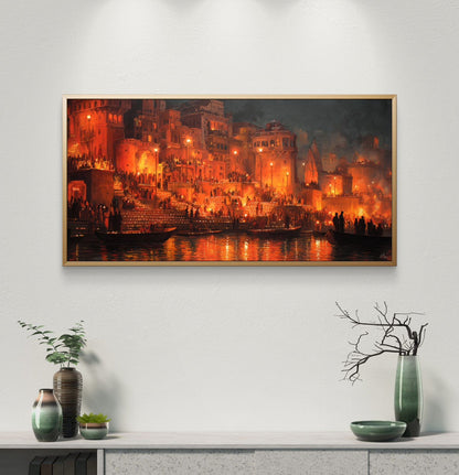 Banaras Ghat Premium Canvas Painting