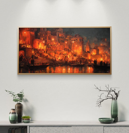 Banaras Ghat Premium Canvas Painting - Premium Wall Art | Decor By Neon