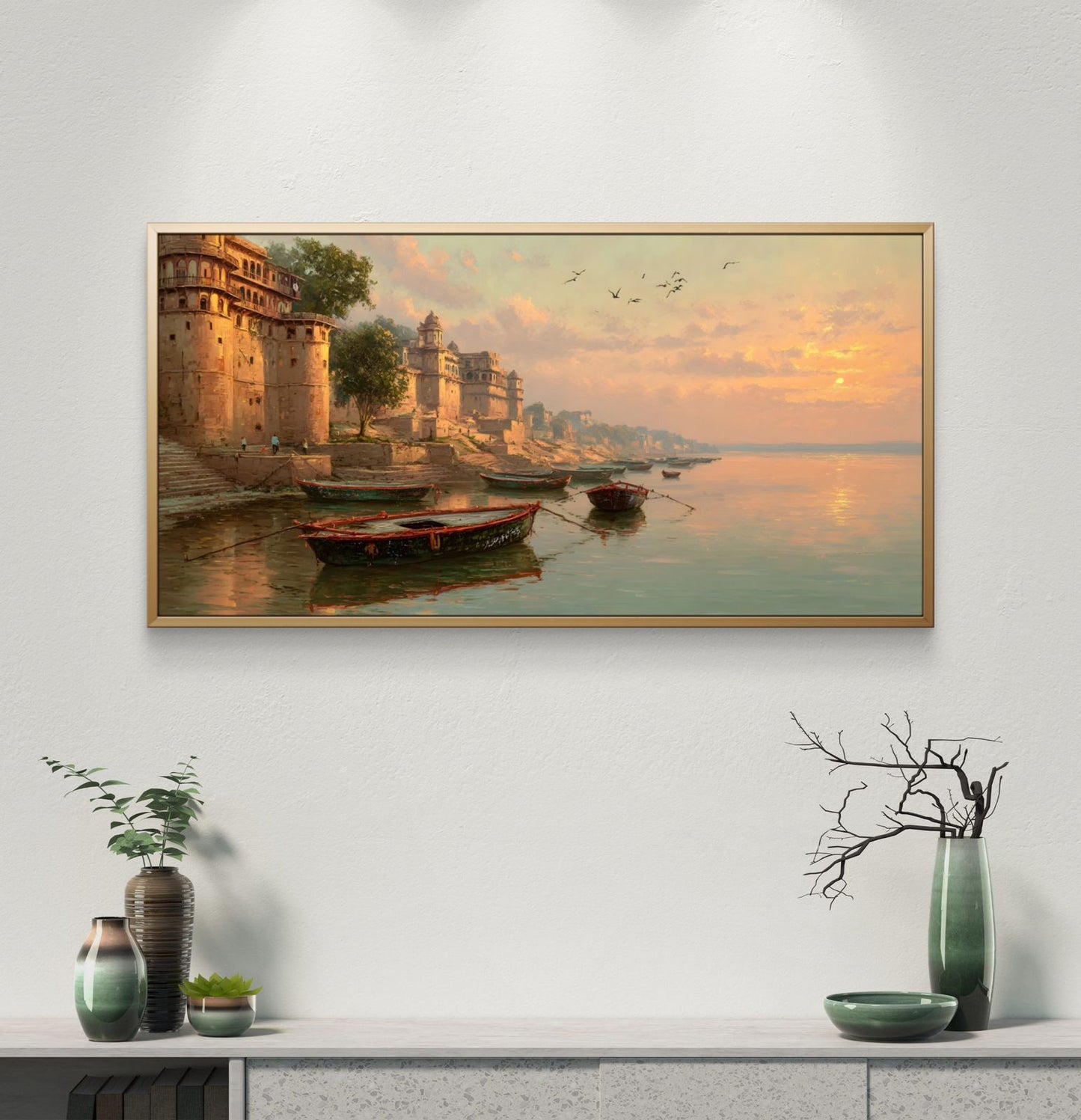 Banaras Ghat Premium Canvas Painting